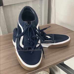 Vans Men's Dark Blue and White Sneakers